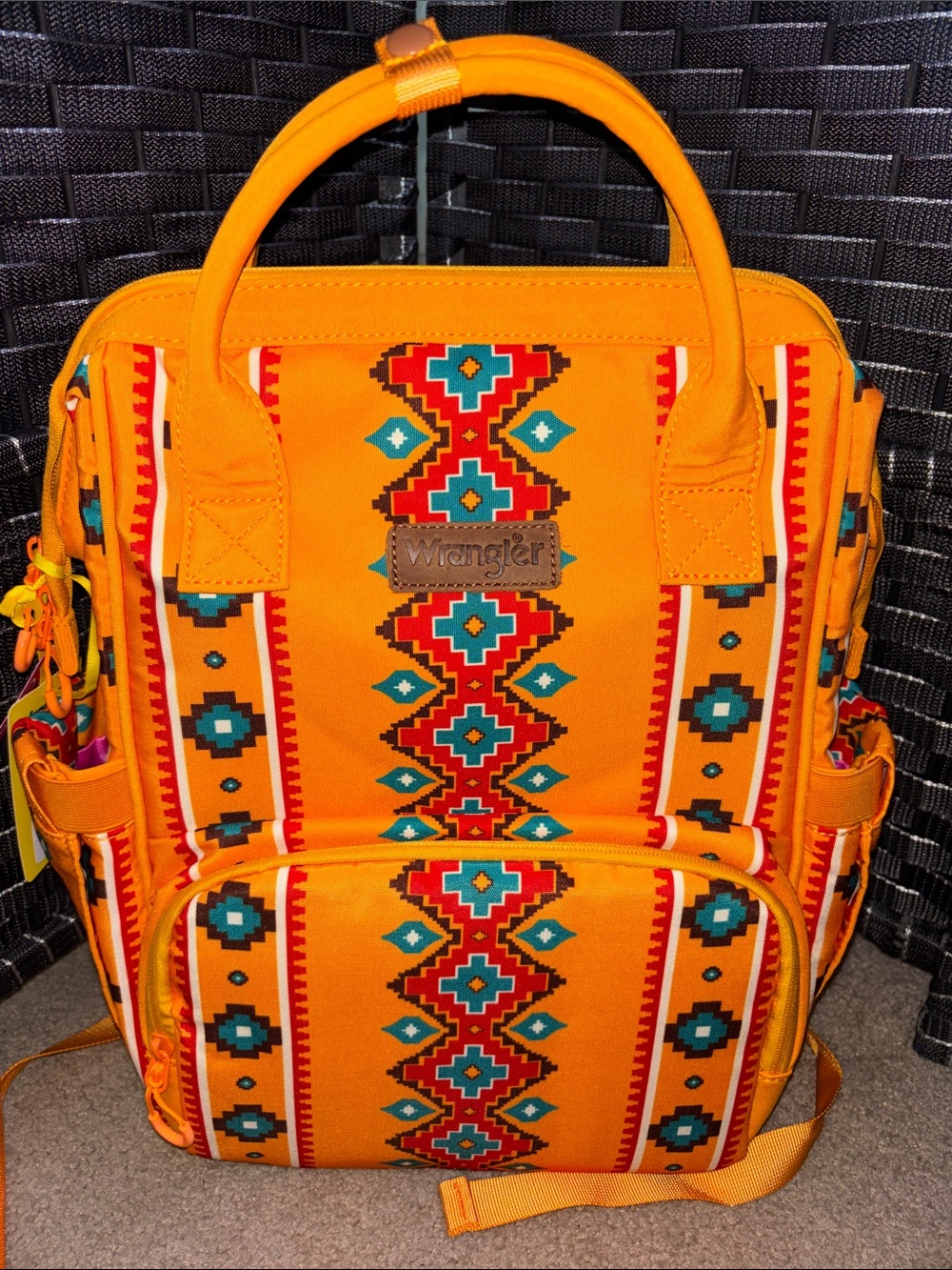NWT Wrangler Callie Backpack Southwest Aztec Pattern Mustard Yellow